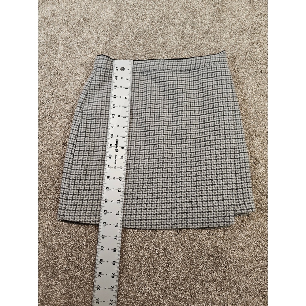 Abercrombie & Fitch Grey Houndstooth Wool Blend Mini Skirt Faux Wrap Small - Picture 6 of 9